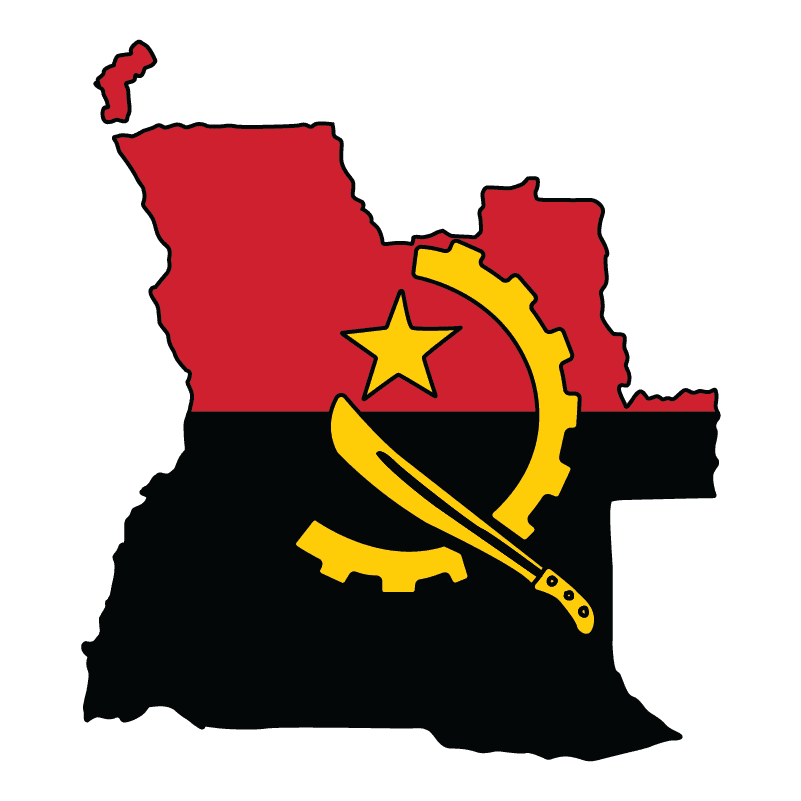 country shape flag for history & culture of the rose in Angola