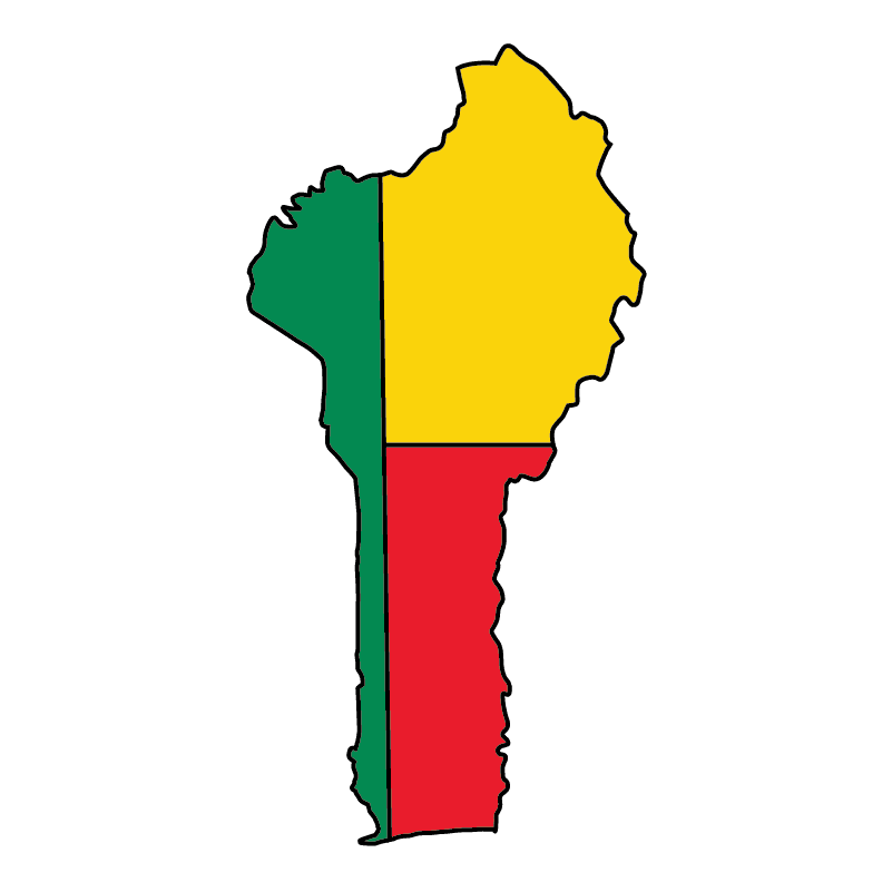 country shape flag for history & culture of the rose in Benin