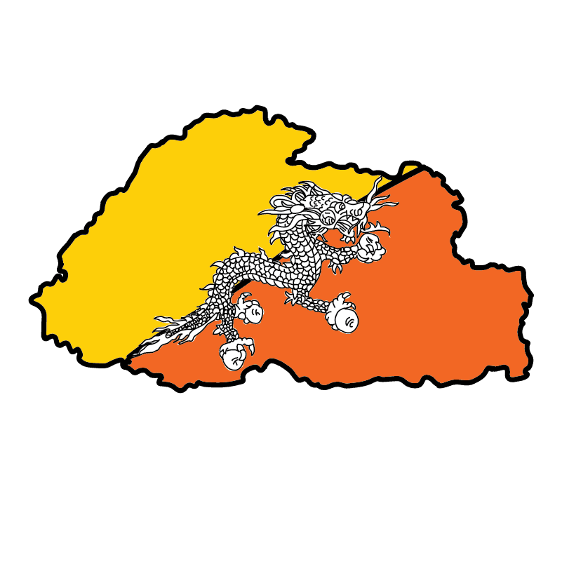 country shape flag for history & culture of the rose in Bhutan