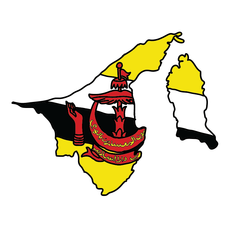 country shape flag for history & culture of the rose in Brunei