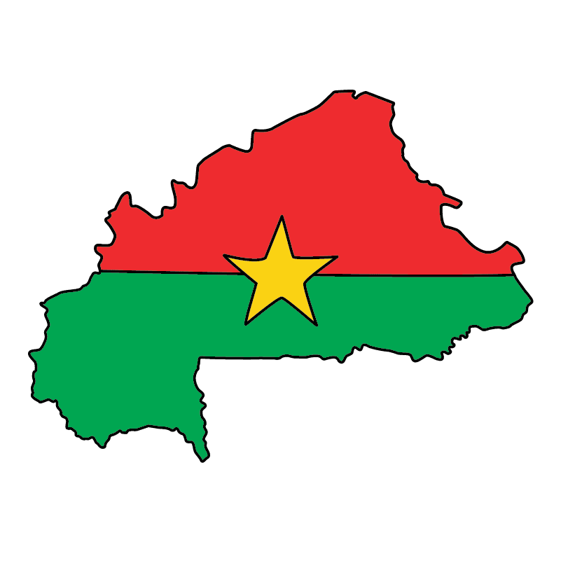 country shape flag for history & culture of the rose in Burkina Faso