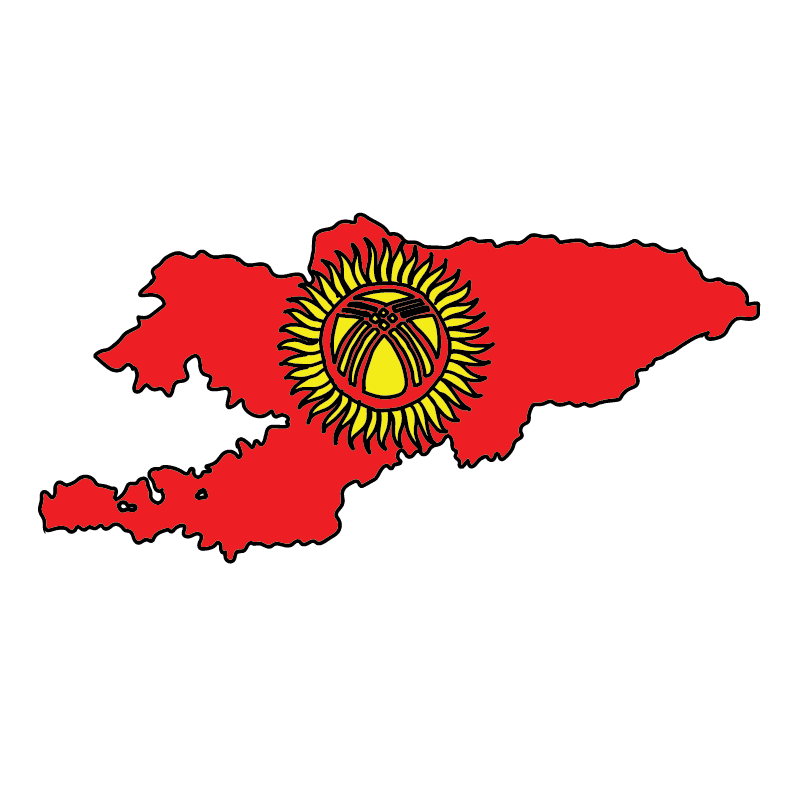 country shape flag for history & culture of the rose in Kyrgyzstan