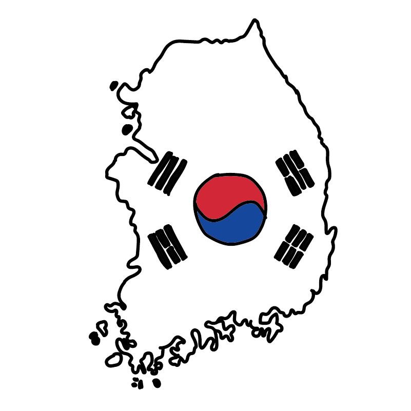 country shape flag for history & culture of the rose in South Korea