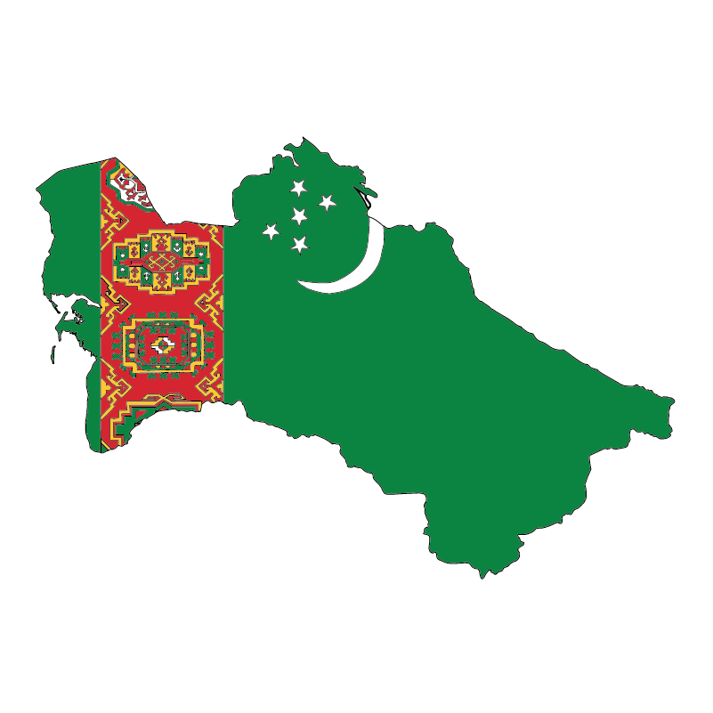 country shape flag for history & culture of the rose in Turkmenistan