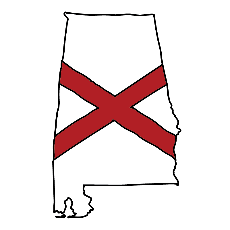 state shape flag for history & culture of the rose in Alabama