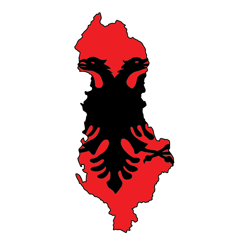 country shape flag for history & culture of the rose in Albania