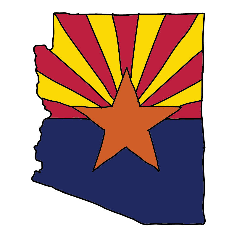 state shape flag for history & culture of the rose in Arizona