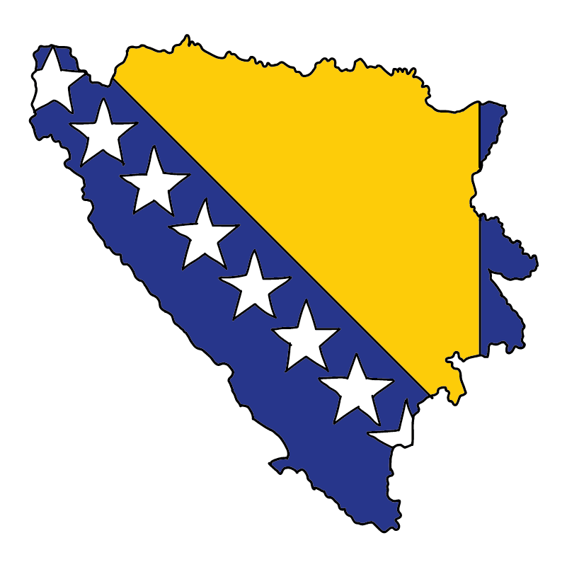 country shape flag for history & culture of the rose in Bosnia and Herzegovina
