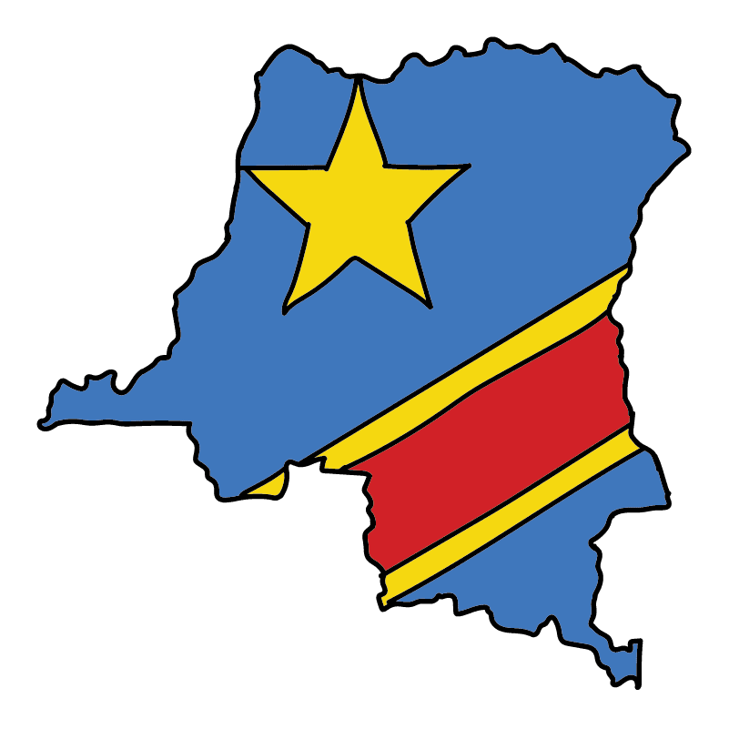 country shape flag for history & culture of the rose in DR Congo