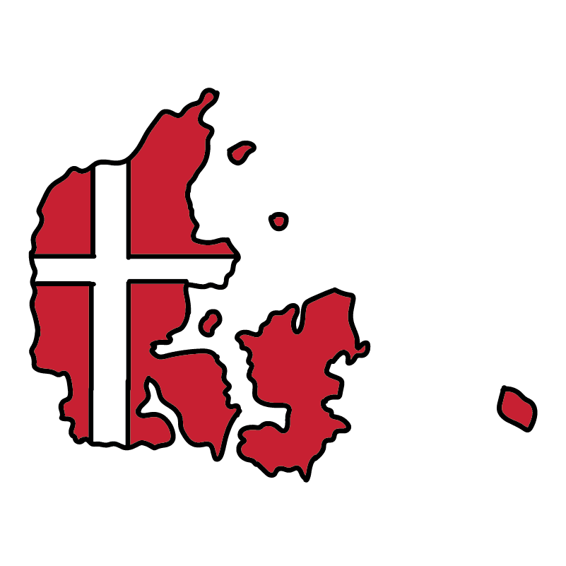 country shape flag for history & culture of the rose in Denmark