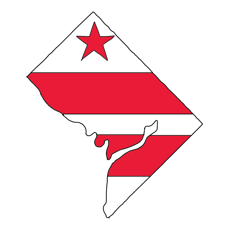 state shape flag for history & culture of the rose in District of Columbia
