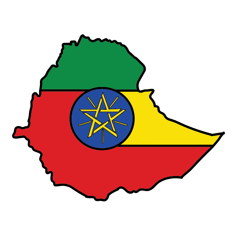 country shape flag for history & culture of the rose in Ethiopia