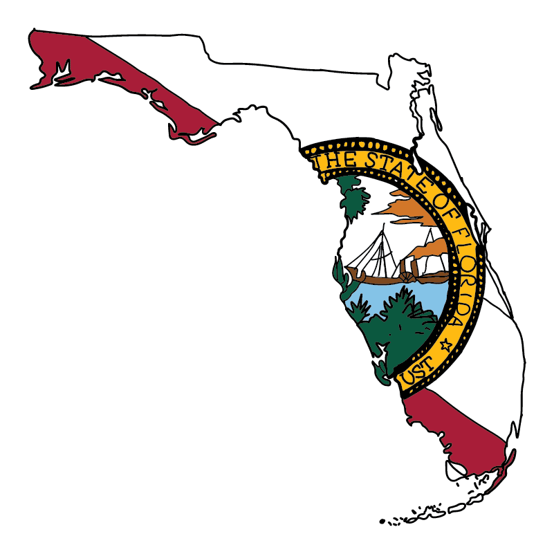 state shape flag for history & culture of the rose in Florida
