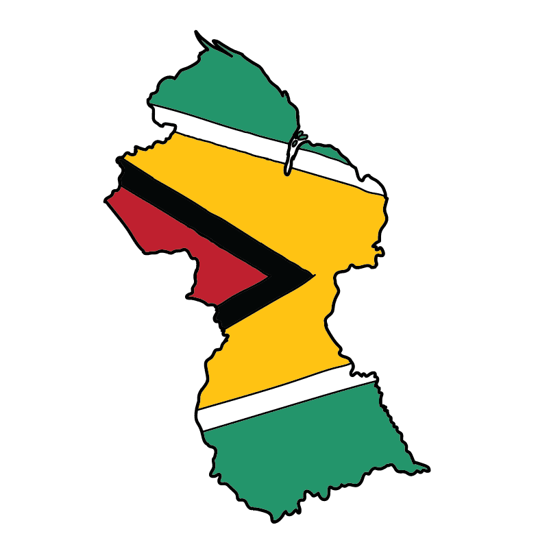 country shape flag for history & culture of the rose in Guyana