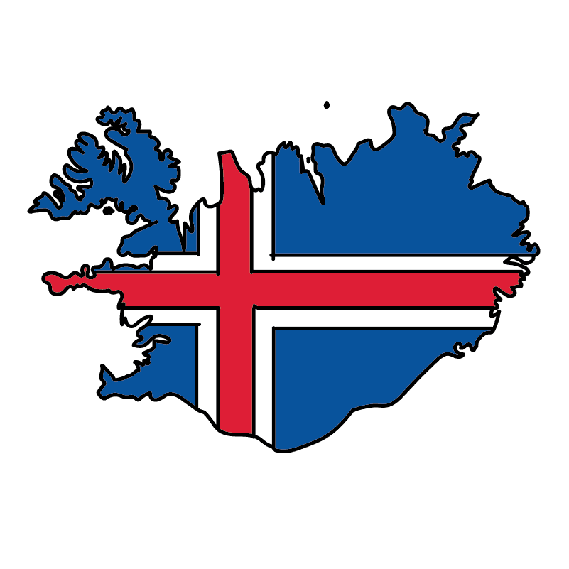 country shape flag for history & culture of the rose in Iceland