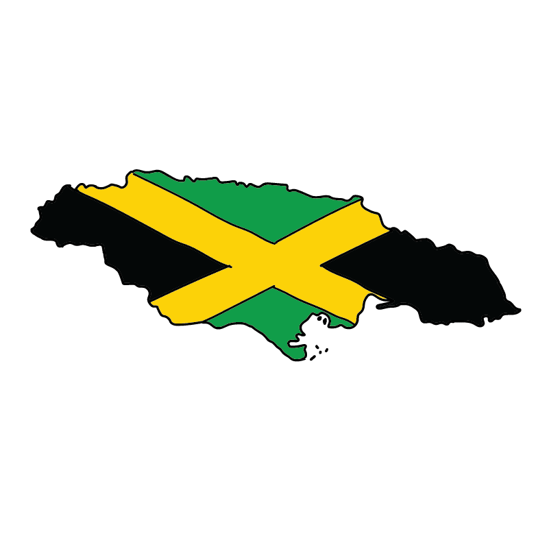 country shape flag for history & culture of the rose in Jamaica