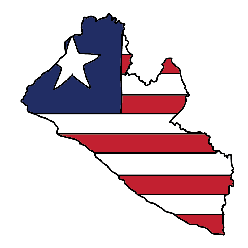 country shape flag for history & culture of the rose in Liberia
