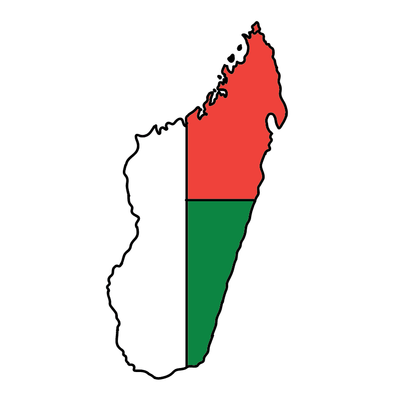 country shape flag for history & culture of the rose in Madagascar