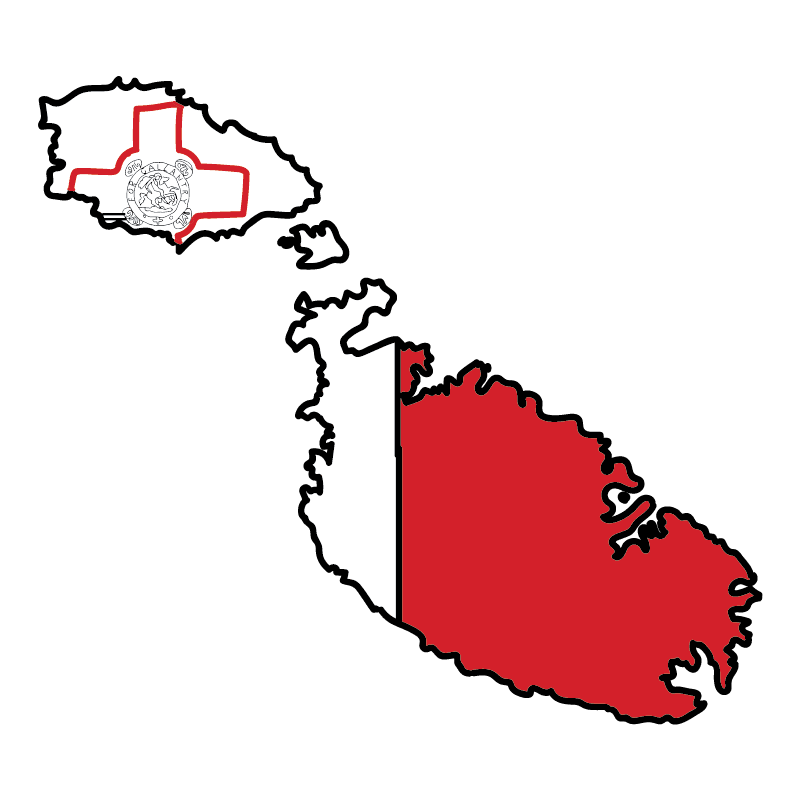 country shape flag for history & culture of the rose in Malta