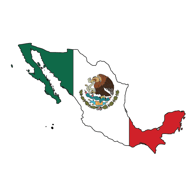 country shape flag for history & culture of the rose in Mexico