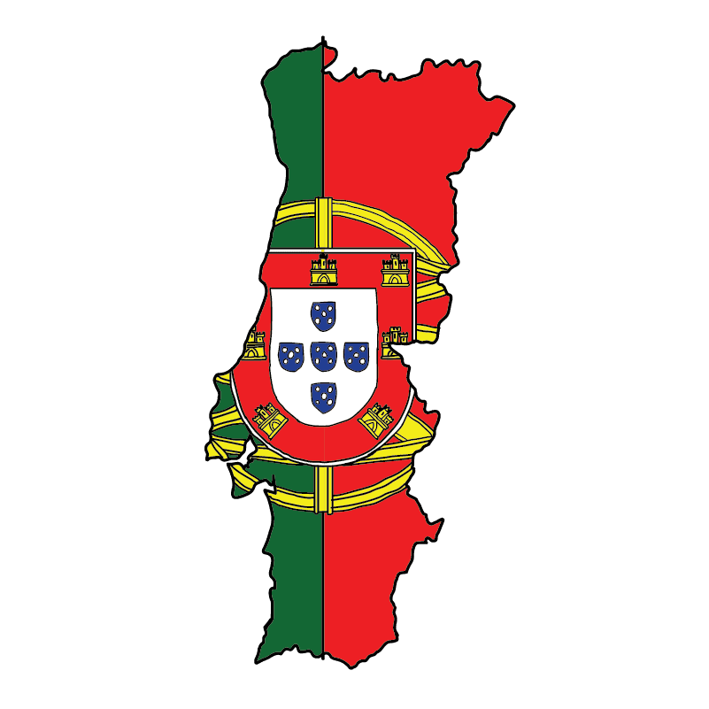country shape flag for history & culture of the rose in Portugal