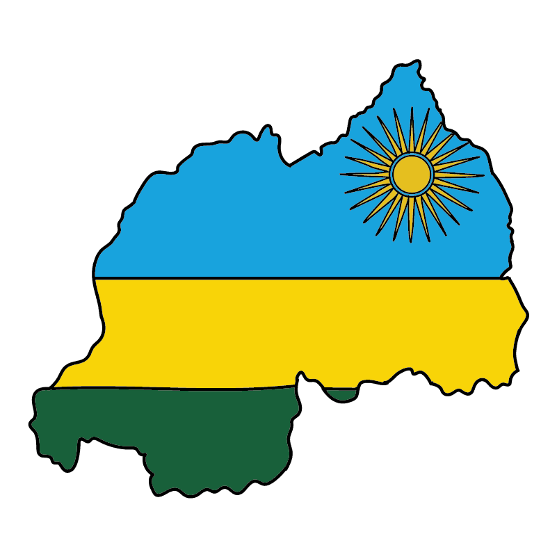 country shape flag for history & culture of the rose in Rwanda
