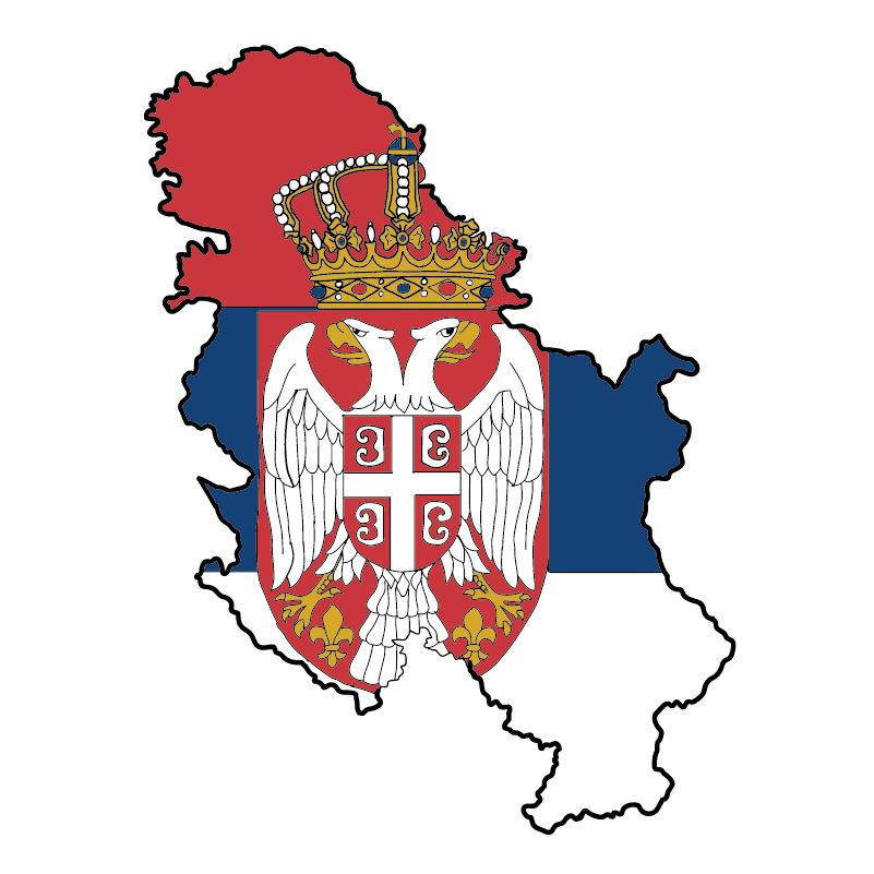 country shape flag for history & culture of the rose in Serbia