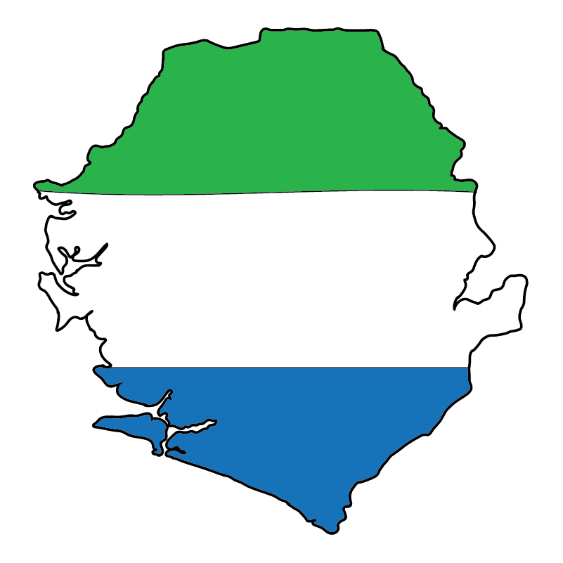 country shape flag for history & culture of the rose in Sierra Leone