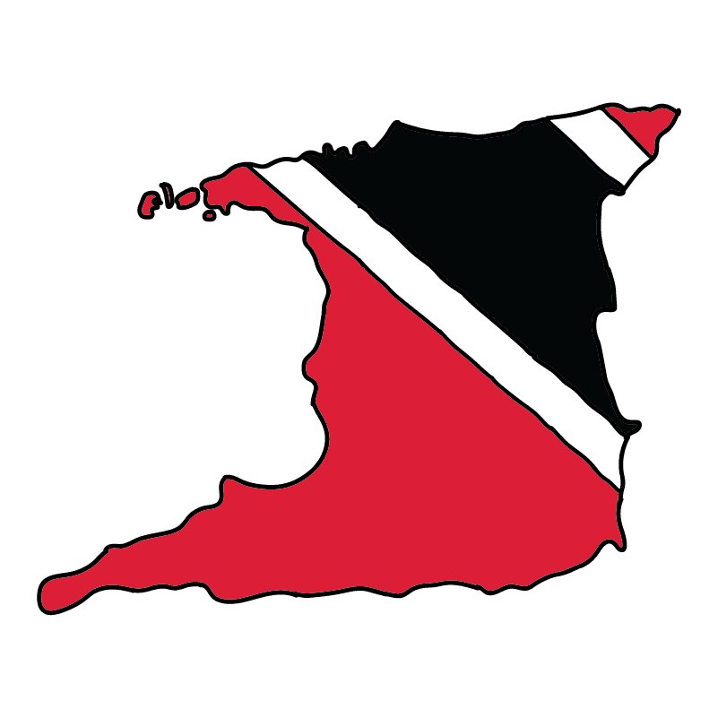 country shape flag for history & culture of the rose in Trinidad and Tobago