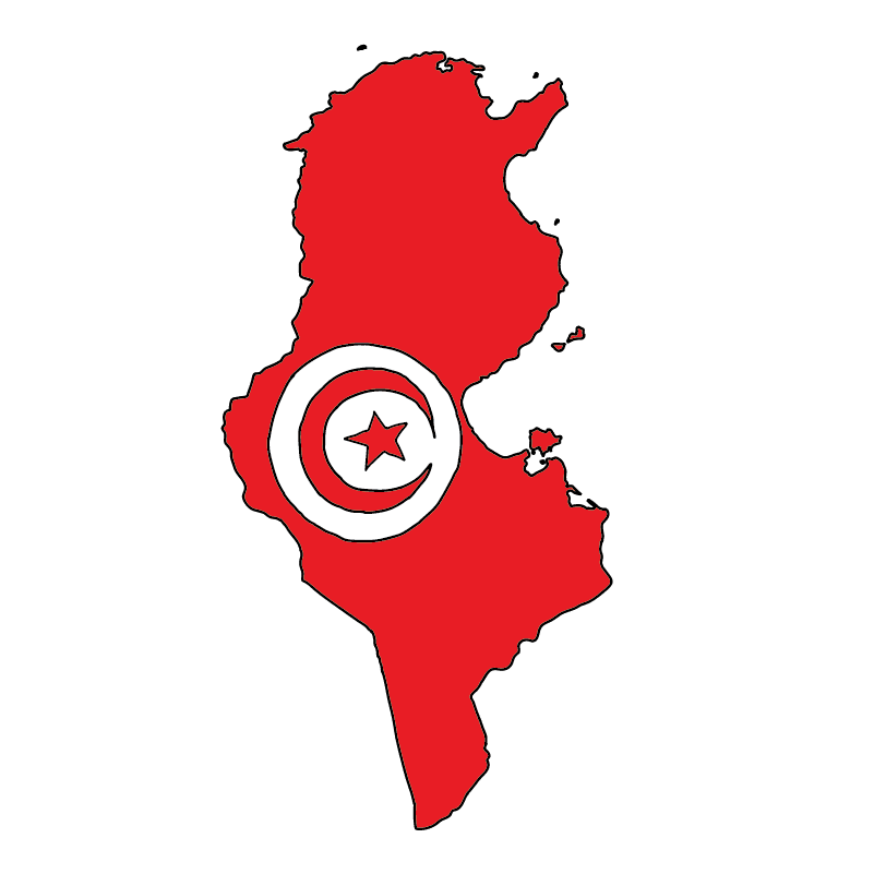 country shape flag for history & culture of the rose in Tunisia
