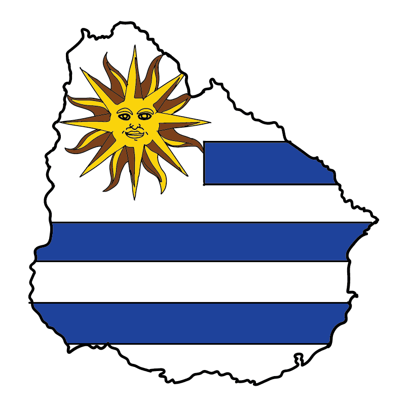 country shape flag for history & culture of the rose in Uruguay