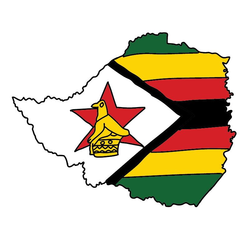country shape flag for history & culture of the rose in Zimbabwe.