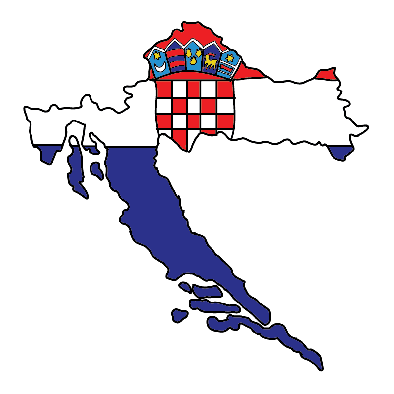 country shape flag for history & culture of the rose in Croatia