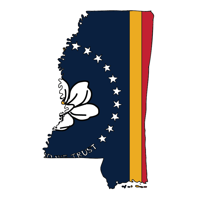 state shape flag for history & culture of the rose in Mississippi