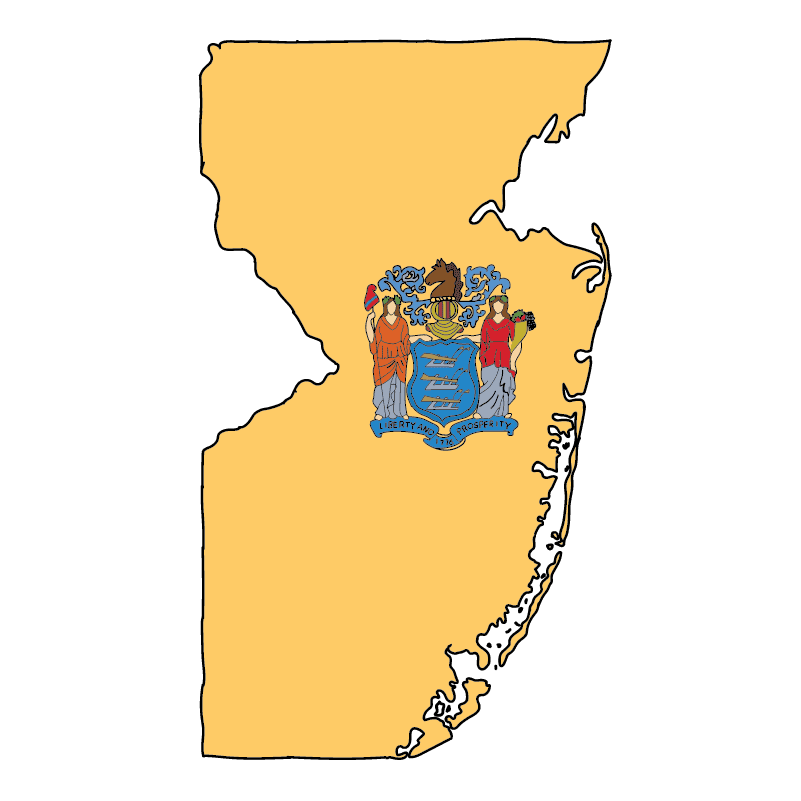 state shape flag for history & culture of the rose in New Jersey
