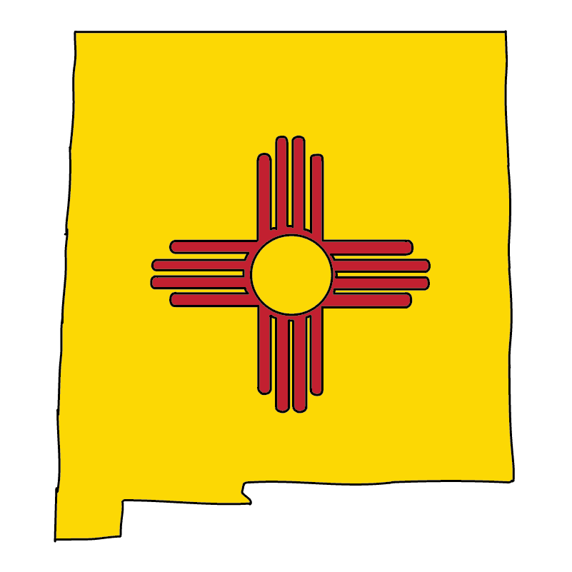 state shape flag for history & culture of the rose in New Mexico.