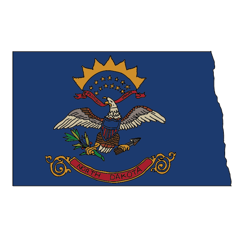 state shape flag for history & culture of the rose in North Dakota