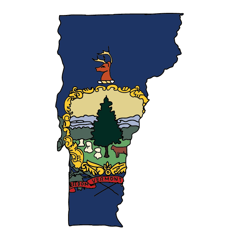 state shape flag for history & culture of the rose in Vermont