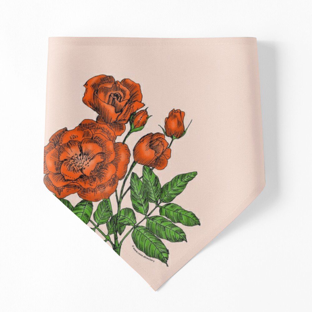 cupped semi-double orange rose print on pet bandana
