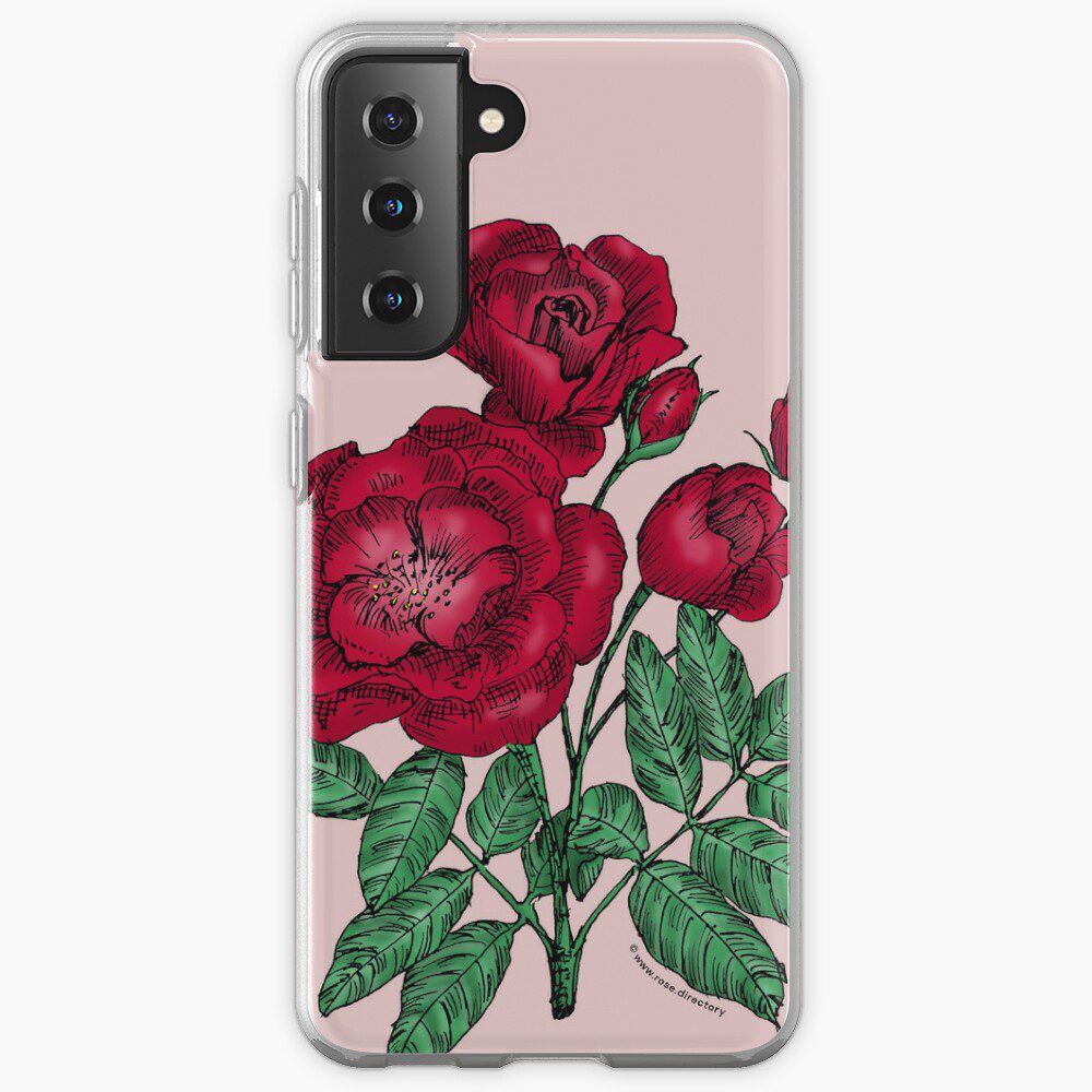 cupped semi-double dark red rose print on Samsung Galaxy Soft Case