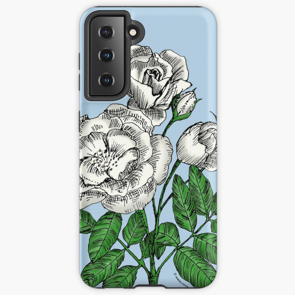 cupped semi-double white rose print on Samsung Galaxy Tough Case