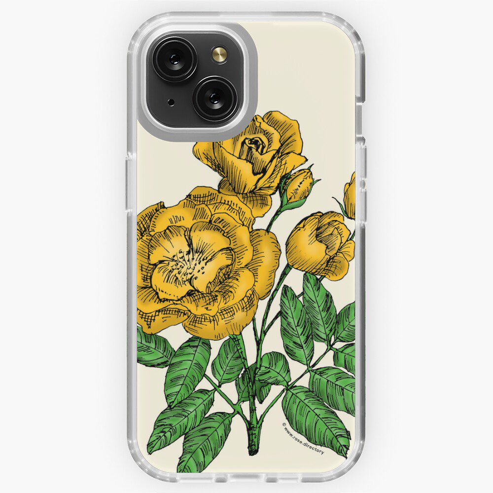 cupped semi-double yellow rose print on iPhone soft case