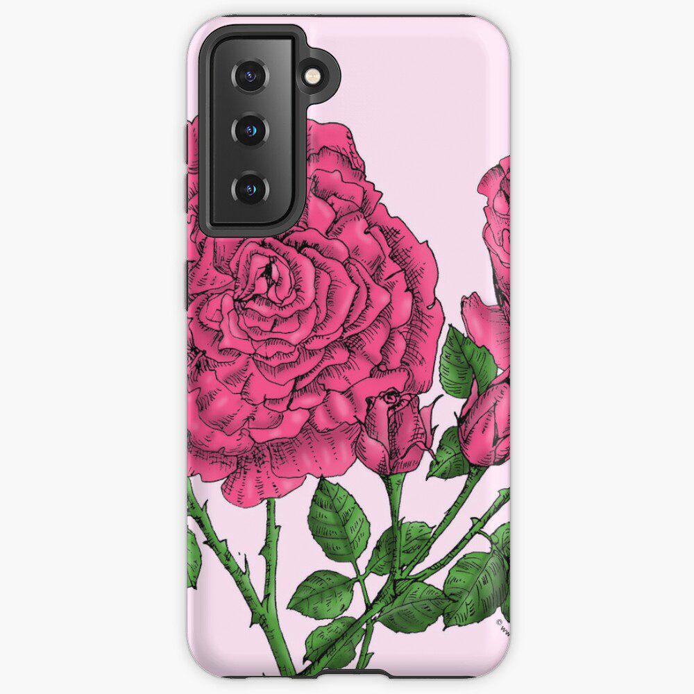 cupped very full mid pink rose print on Samsung Galaxy Tough Case