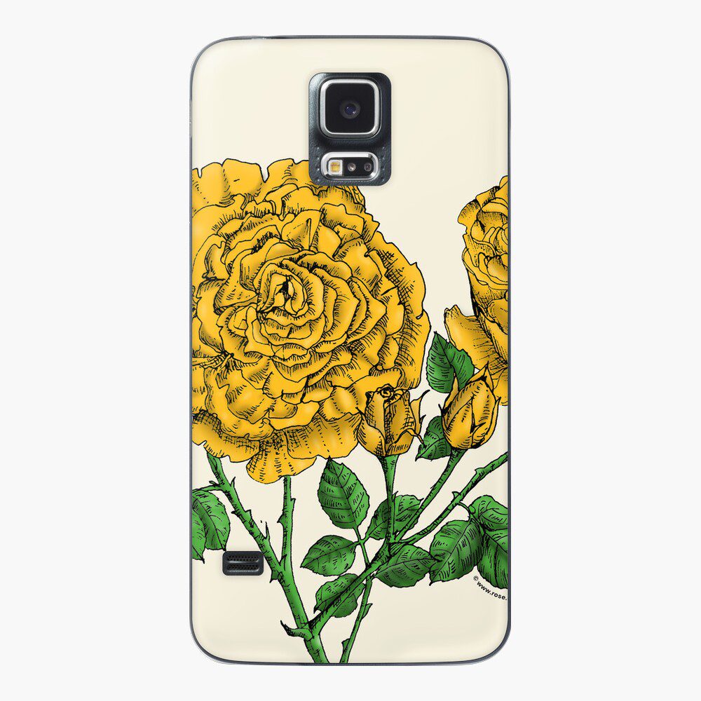 cupped very full yellow rose print on Samsung Galaxy skin