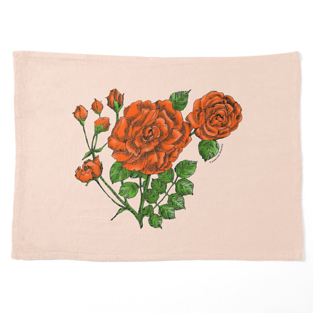 flat double orange rose print on pet blanket