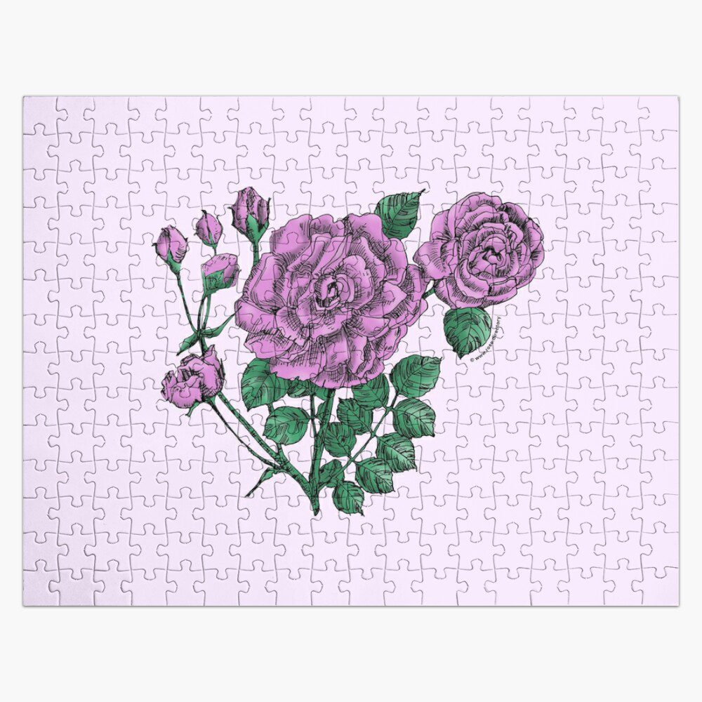 flat double purple rose print on jigsaw puzzle