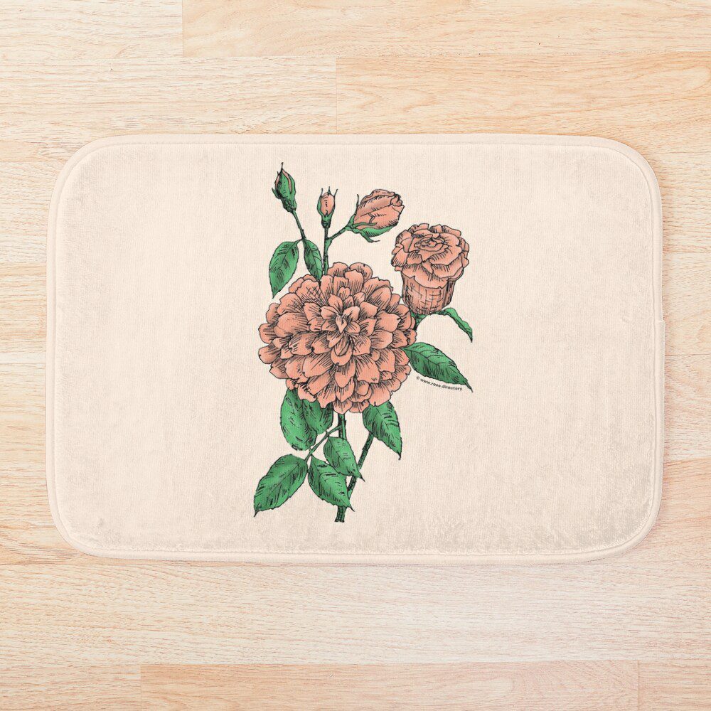 flat full apricot rose print on bath mat