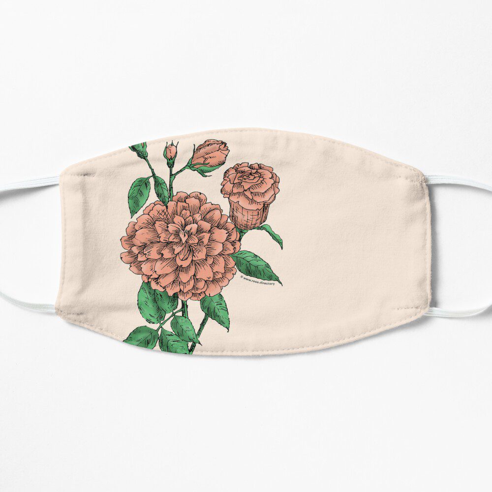 flat full apricot rose print on flat mask