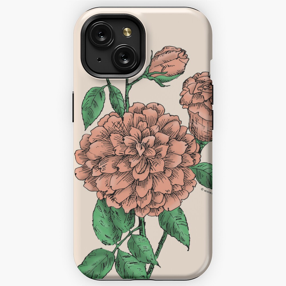 flat full apricot rose print on iPhone tough case