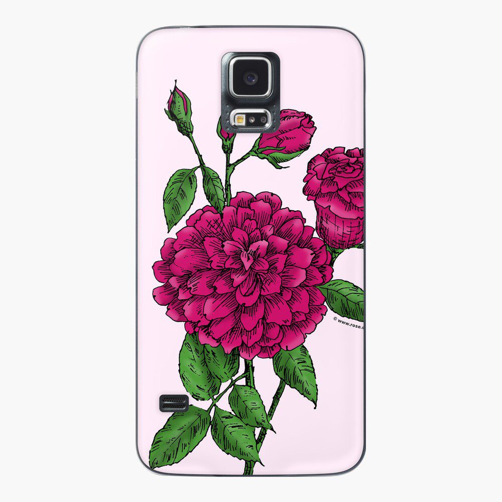 flat full deep pink rose print on Samsung Galaxy skin